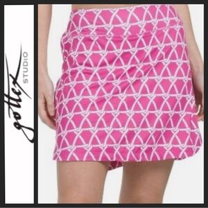 NWT Gottex Pink and White Geo Print Skort